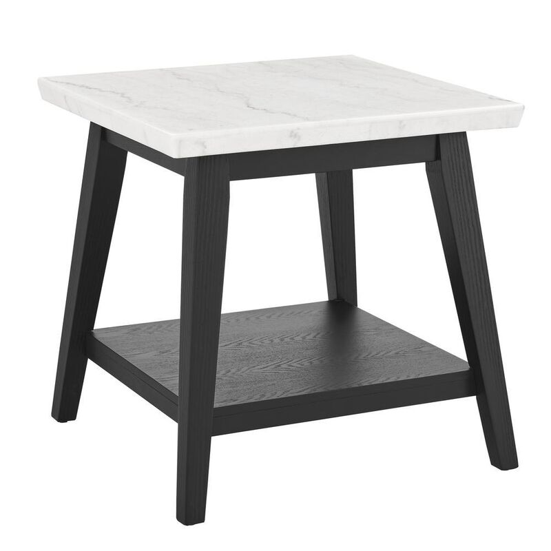 Vida-Black White Marble Top End Table