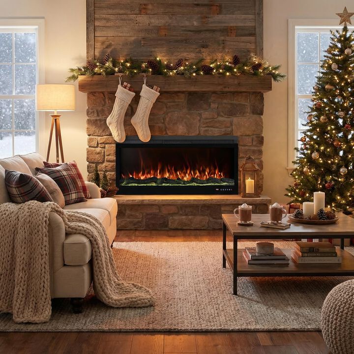 42 Inch Linear Electric Fireplace with Remote Controlled