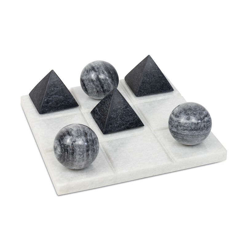 Tic Tac Toe Marble Board White