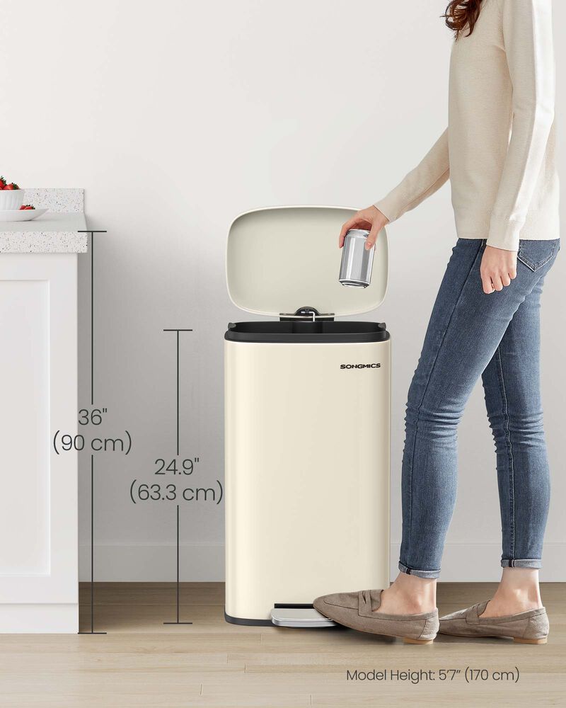 8 Gallon Step-On Trash Can &ndash; Waste Bin with Inner Bucket, Ideal for Kitchen, Pantry, or Breakroom