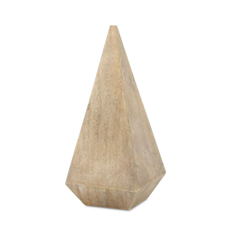 HomeRoots 6" Natural Solid Wood Pyramid Decorative Sculpture image number 3