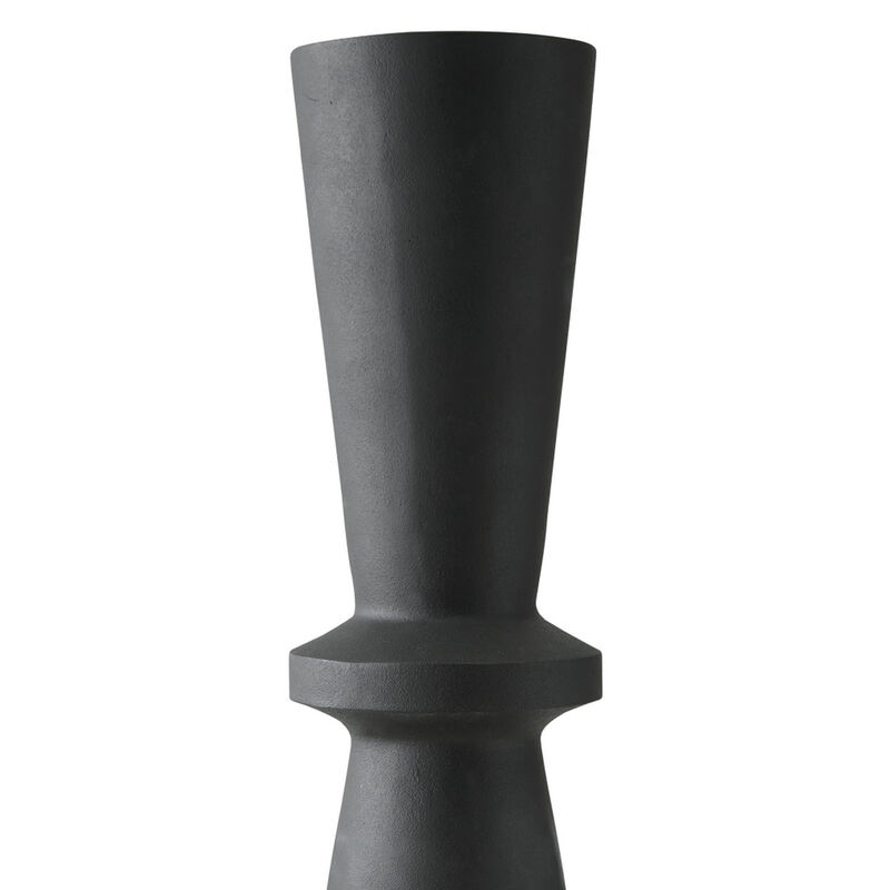 Loci Accent Vase, 40 Inch Hourglass Design, Textured Black Polyresin