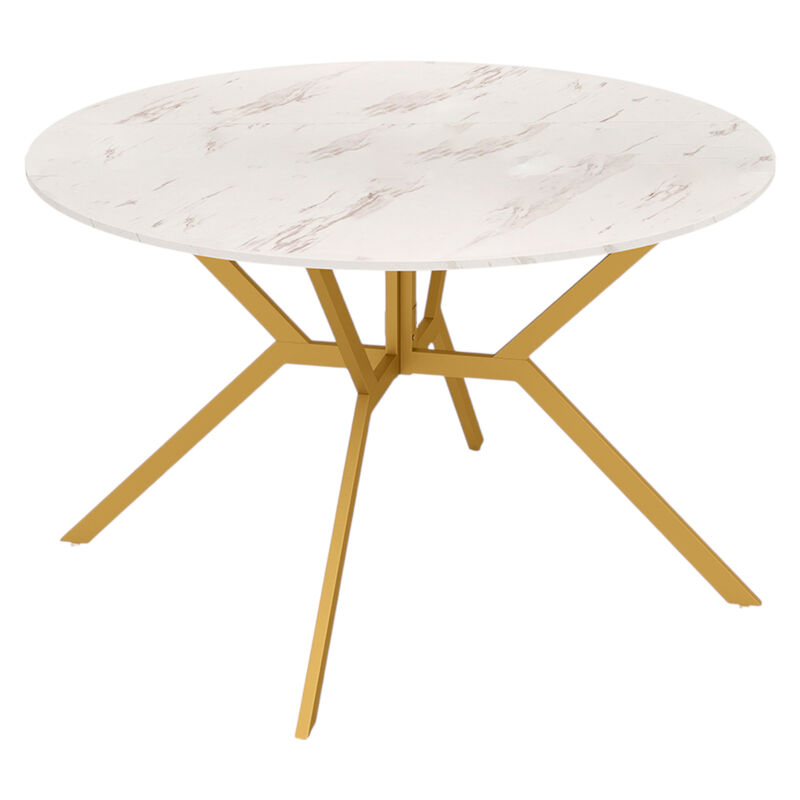 Extendable Round Kitchen Dining Table with Folding Drop Leaves image number 0
