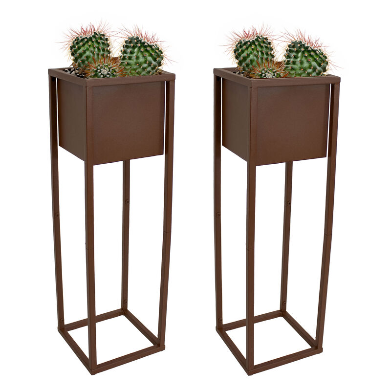 Modern Simplicity 27" H Outdoor Elevated Planter - 2-Pack