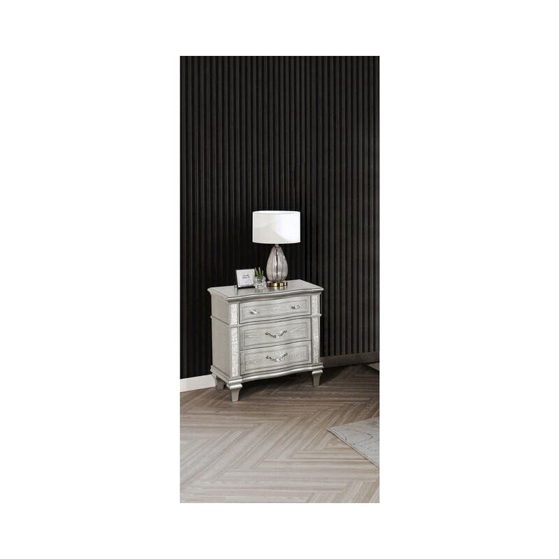 Best Quality Furniture Classic Silver Nightstand In Silver Color