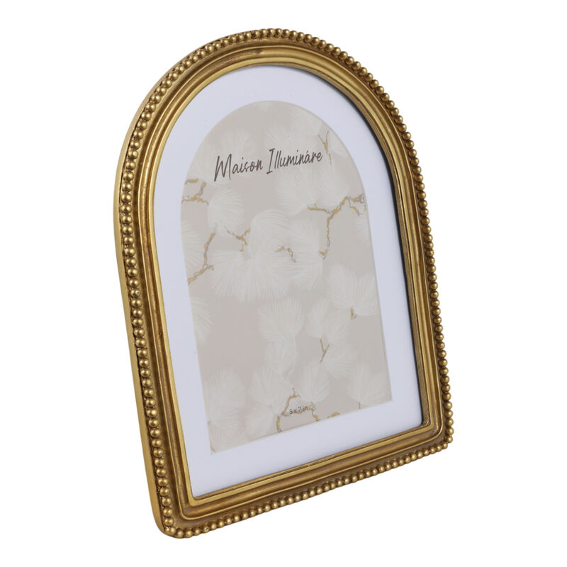 7x9 Photo Frame Matted To 5x7 Beaded Arch, Gold image number 1