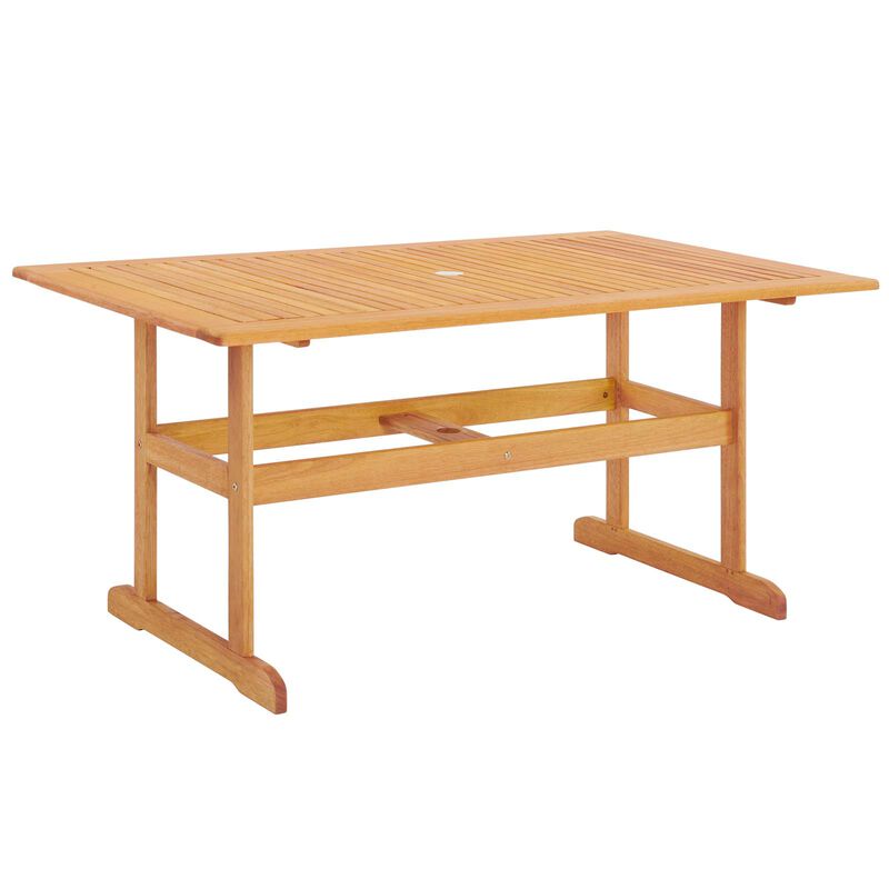 Modway - Hatteras 59" Rectangle Outdoor Patio Eucalyptus Wood Dining Table Natural image number 0
