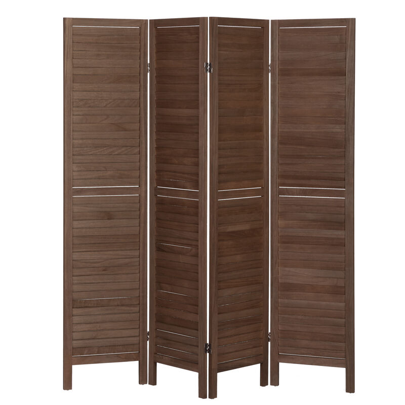 Rustic 72"W x 67"H 4-Panel Room Divider, Folding Privacy Screens, Wood Partition Wall Divider for Room Separation, Temporary Wall