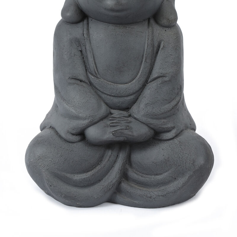 LuxenHome Gray MgO Meditating Buddha Garden Statue