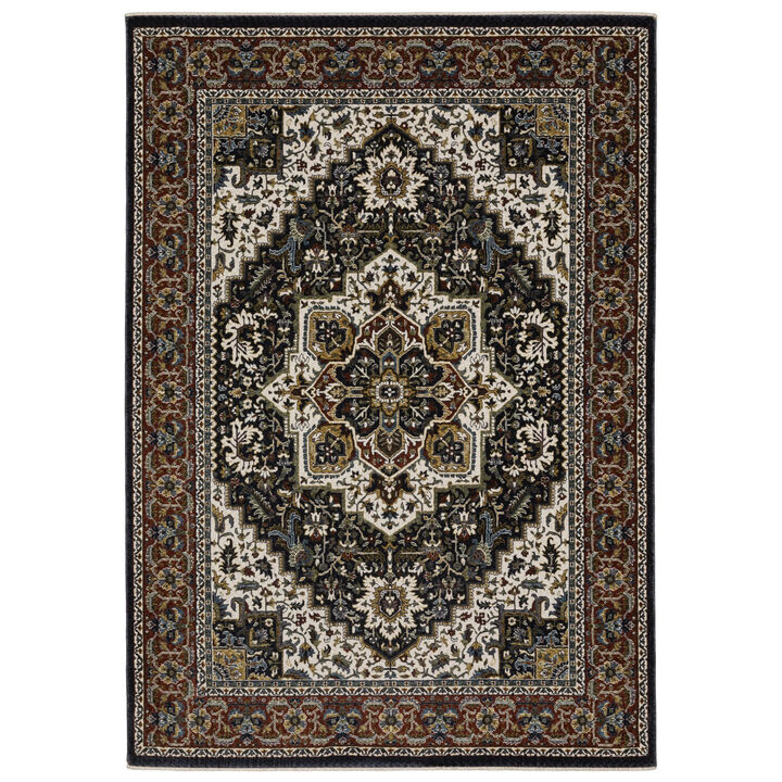 HomeRoots Medallion Area Rug With Fringe