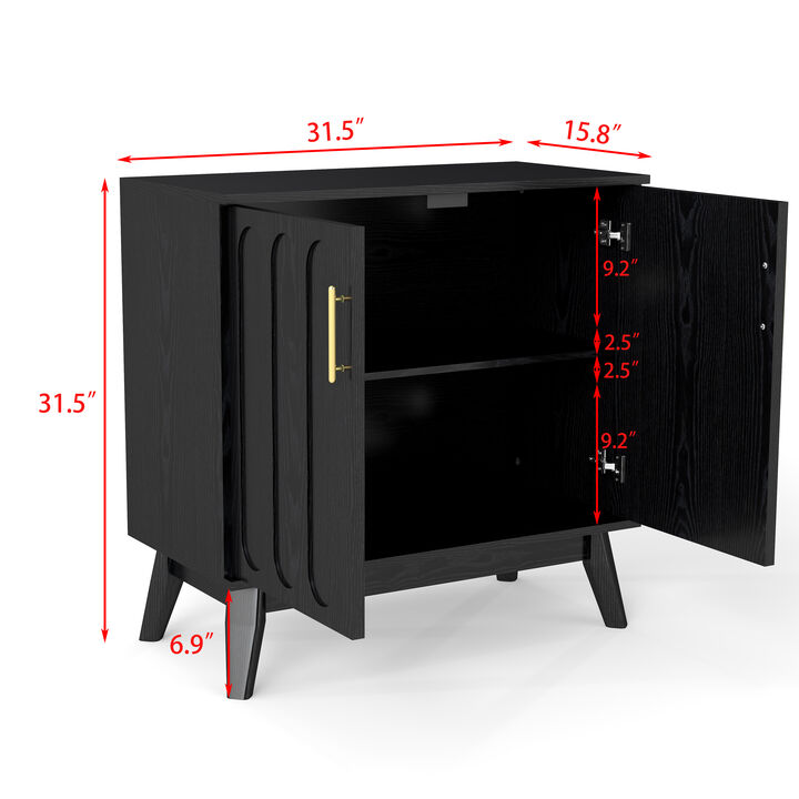 TATEUS Buffet Cabinet with Storage - Mid Century Modern Fluted Design & Solid Wood Legs