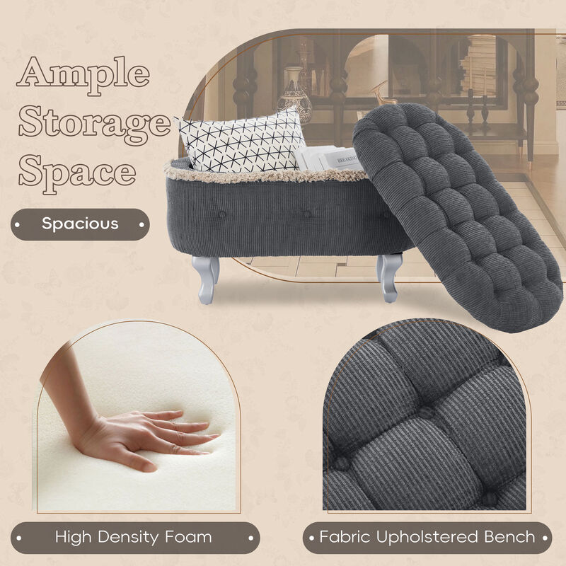 Merax Tufted Storage Bench with Tassel Accents