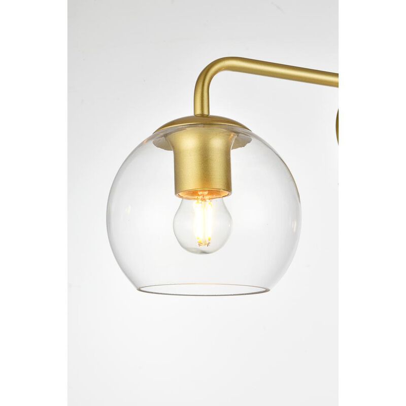 Living District Genesis 3 light Brass and Clear Bath Sconce