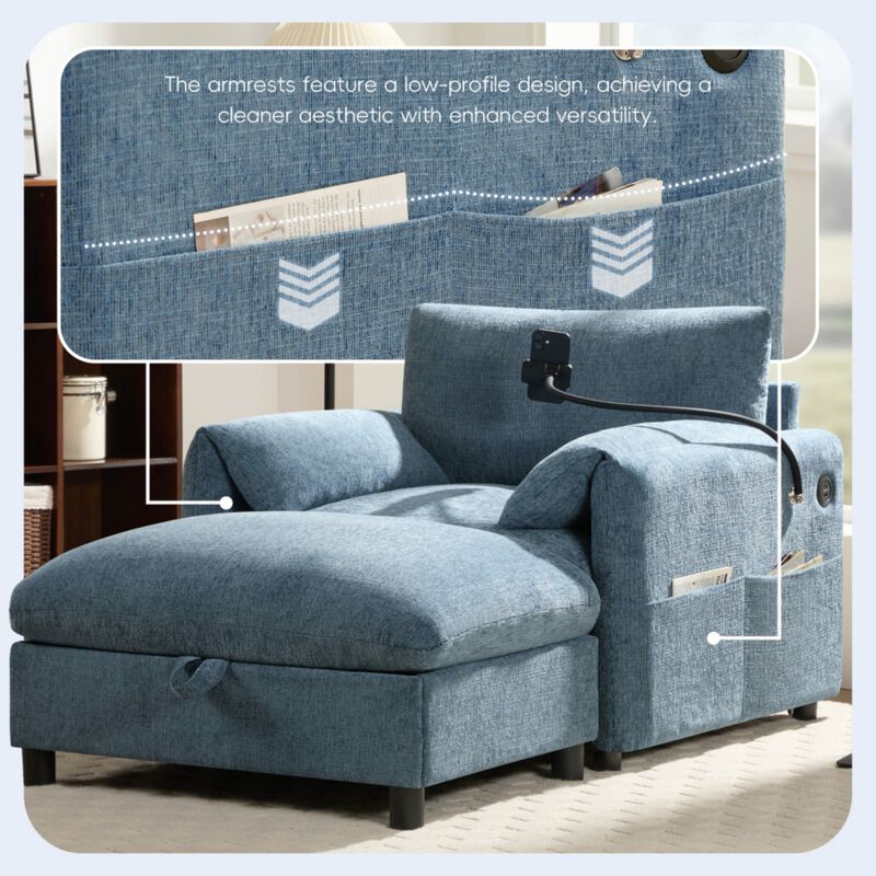 Kiple Modern Chenille Accent Chair & Ottoman Set image number 4