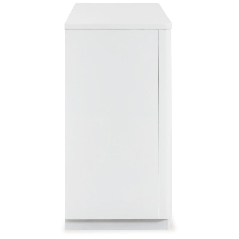 Canaal Wide Dresser, 6 Drawer, White Solid Wood, 64 Inch, LED Light - Benzara