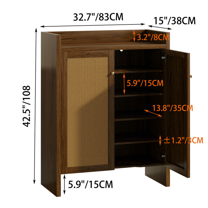 Tolnil 42.5" Tall Rattan Shoe Cabinet image number 8