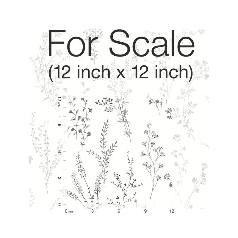 Wildflower Sprigs Black & White Wallpaper (Double Roll) image number 4
