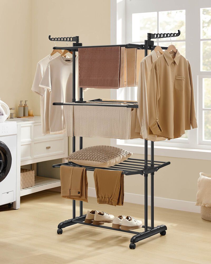 Vertical Clothes Drying Rack with 4 Tiers – Collapsible Laundry Stand for Towels and Garments