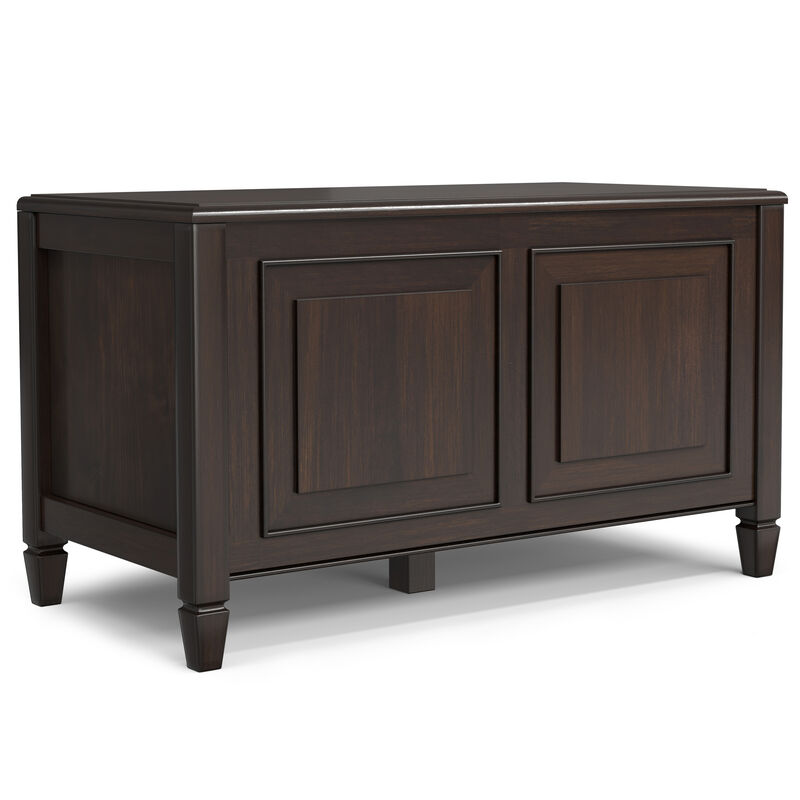 Connaught SOLID WOOD 36 inch Wide Traditional Small Storage Bench Trunk in Chestnut Brown