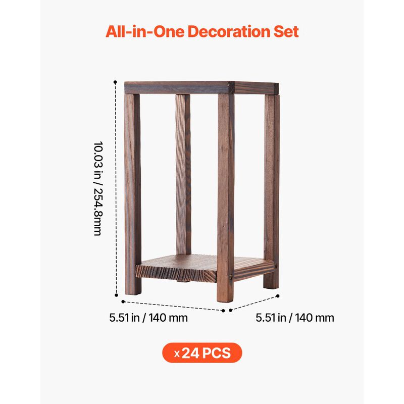 24 Piece Wooden Wedding Lantern Set, Cedar Wood Candle Holders for Table Decor image number 2