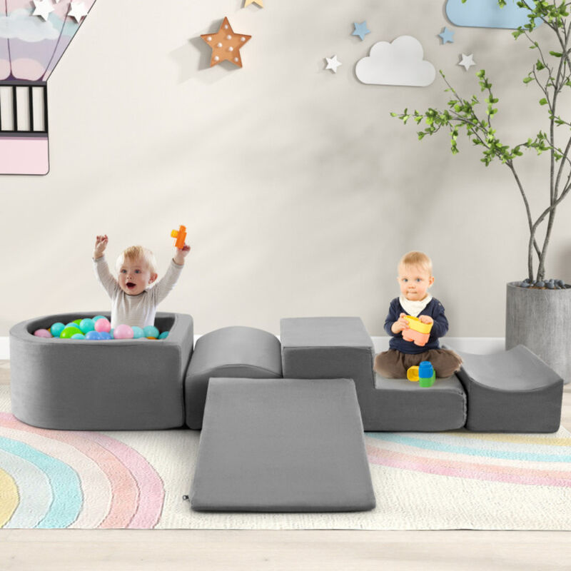 Kids 5-Piece Soft Climb and Crawl Set with Ball Pit image number 4