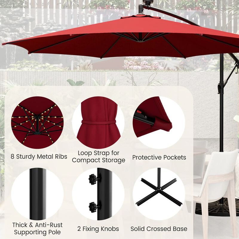 Mondawe 10 Feet Patio Umbrella with 112 Solar-Powered LED Lights