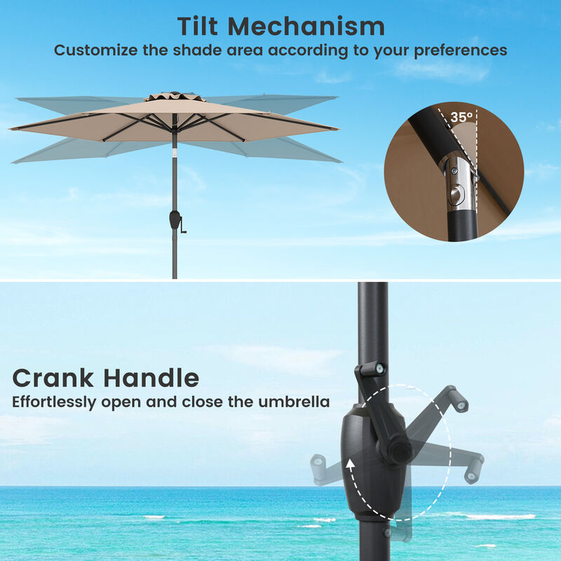 Outdoor Patio Heavy Duty Market Umbrella with Push Button Tilt