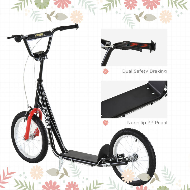 BreeBe Youth Scooter Kick Scooter, Max Load 220 LBS., with Adjustable Handlebar, 16" Inflatable Wheels, Dual Brakes image number 6