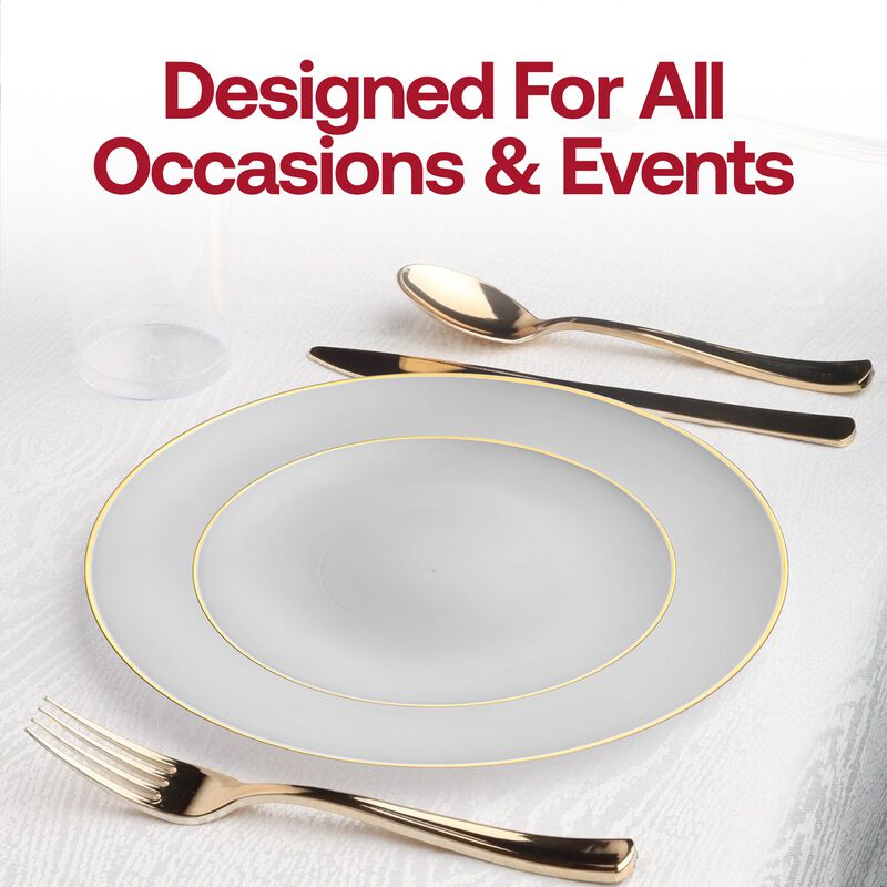 Gray with Gold Organic Round Plastic Dinnerware Value Set (40 Sets) image number 7