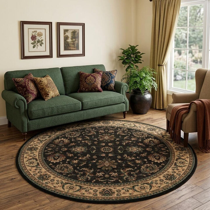 HomeRoots Oriental Round Rug