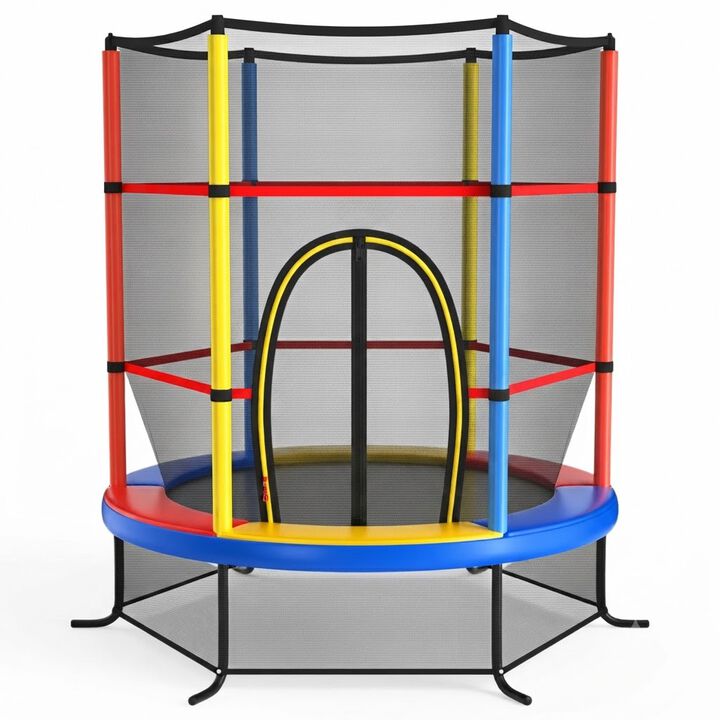Kids Trampoline with Jumping Mat and Enclosure Net for Outdoor Play