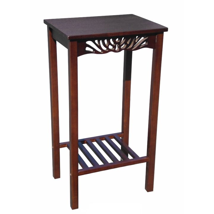 D-Art Tall Telephone End Table - in Mahogany Wood