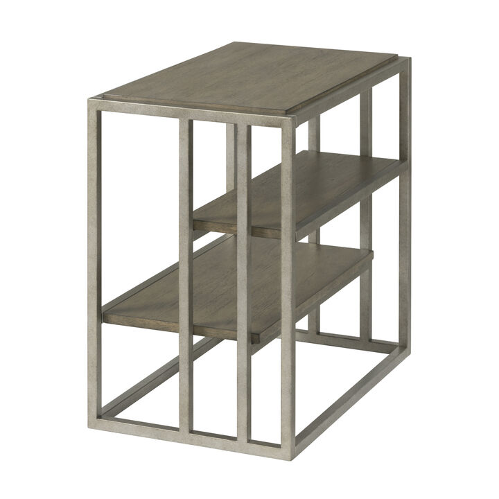 Streamdale Metal Frame Wood Living Room Chairside Table with Shelf
