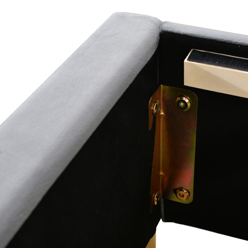 Merax Velvet Platform Bed  with Built-in Pillows