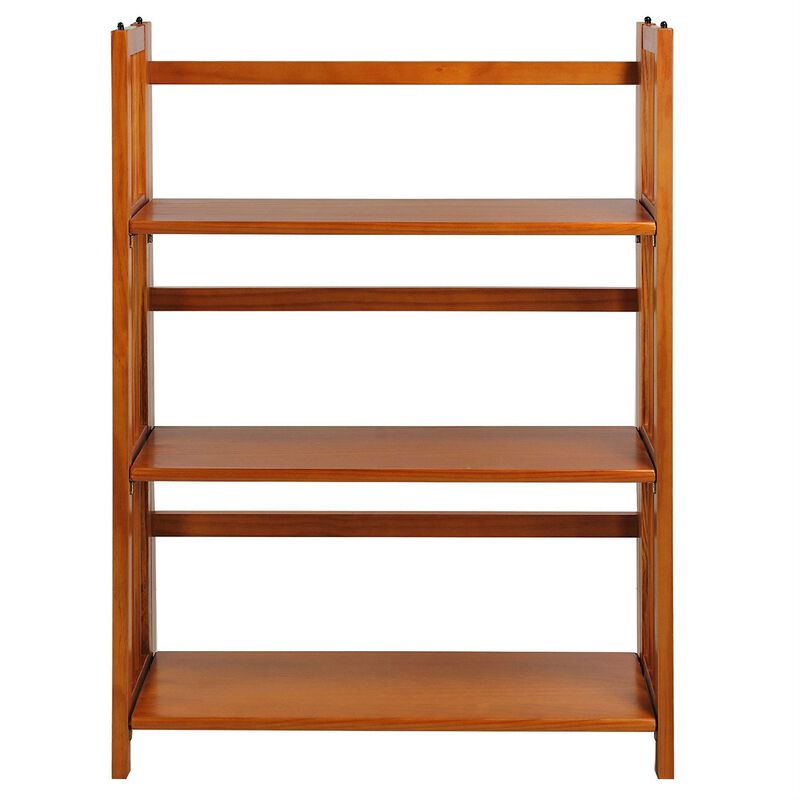 Hivvago 3 Shelf Folding Storage Shelves Bookcase in Honey Oak Finish