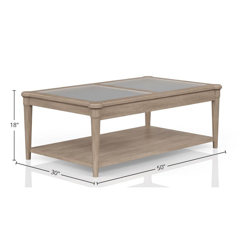 Wilmington Frosted Glass Top Cocktail Table W/ Casters