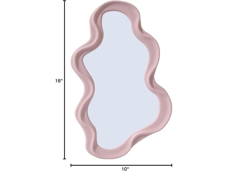 Pink Wavy Asymmetrical Wall Mirror Small Decorative Mirror for Bedroom Bathroom image number 2