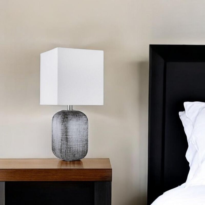 Hivvago 25" Blue and Gray Ceramic Table Lamp With White Square Shade