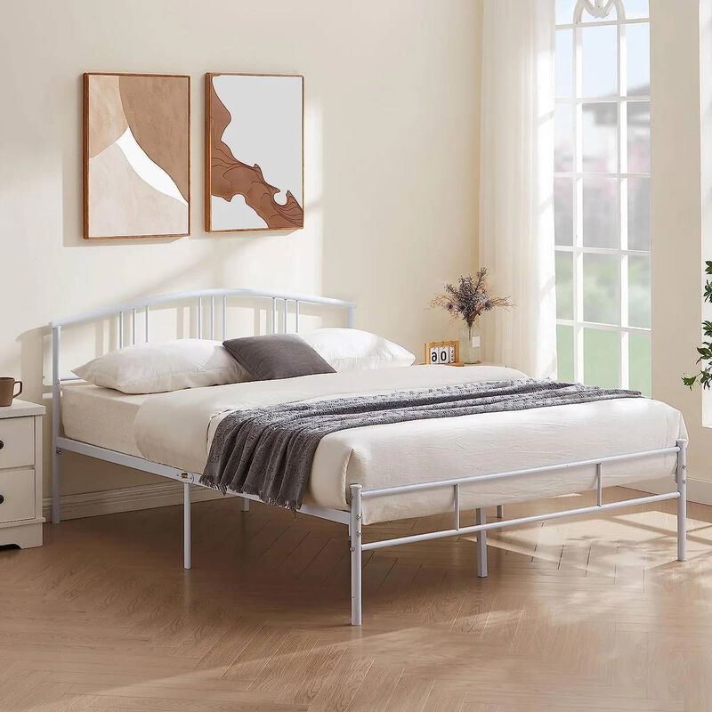 Modern Metal Platform Bed Frame with Curved Arched Headboard &ndash; Perfect for Any Bedroom