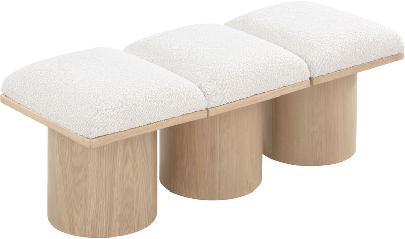 Meridian Furniture Pavilion Cream Boucle Fabric Bench