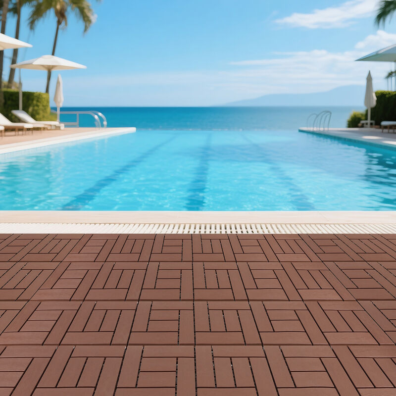 44 Pcs Interlocking Deck Tiles,Plastic Patio Flooring Outdoor Waterproof, All Weather Use for Balcony Porch Backyard Poolside image number 5