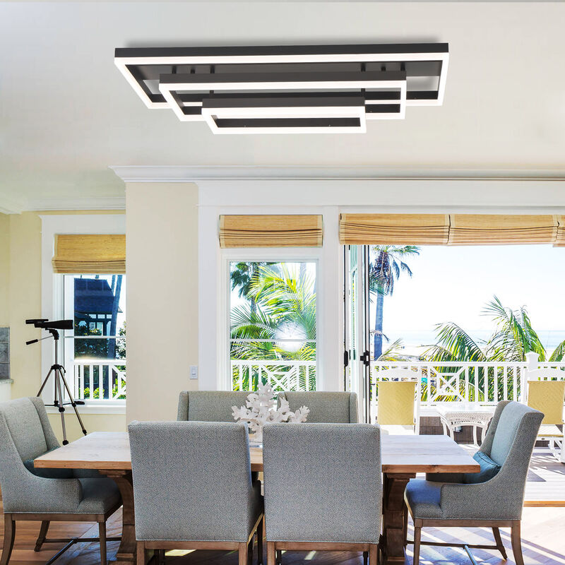LED Flush Mount Light Rectangle Aluminum Ceiling Light Remote Dimming image number 3