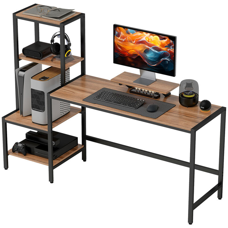 Hivvago 67" Study Desk with Monitor Stand and Reversible Shelving image number 0