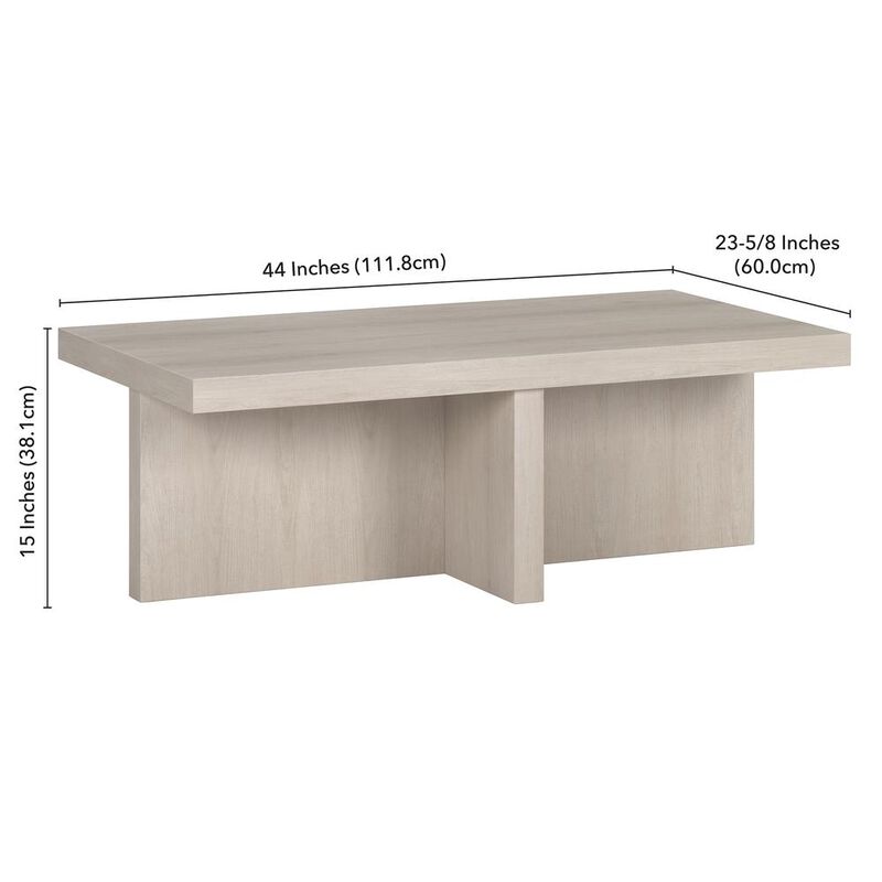 Hudson&Canal Elna 44 Wide Rectangular Coffee Table in Alder White
