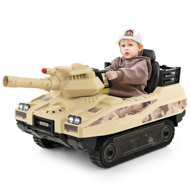 Kids Ride On Military Style Tank with 12V Power Rotatable Turret and Missiles image number 4