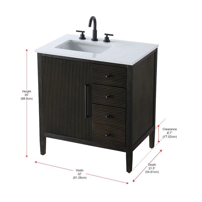 Elegant Kitchen and Bath 32 inch Single Bathroom Vanity in Chocolate Oak