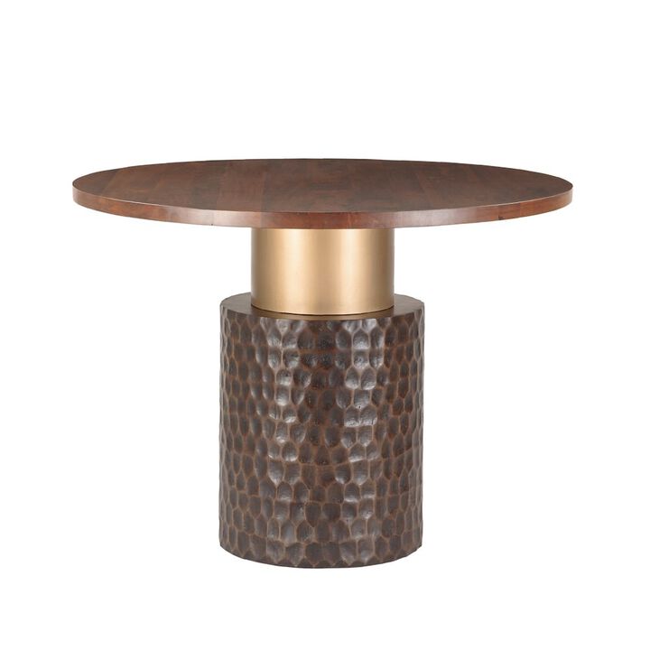 World Interiors Vallarta 48 Carved Gathering Table in Mango Wood with Two Toned Finish