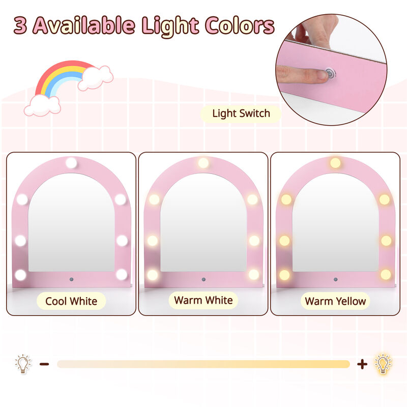 Kids 2 In 1 Vanity Table with Lights for Toddlers Age 3 and Up image number 6