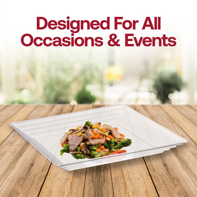 12" x 12" Clear Square with Groove Rim Plastic Serving Trays (24 Trays) image number 7