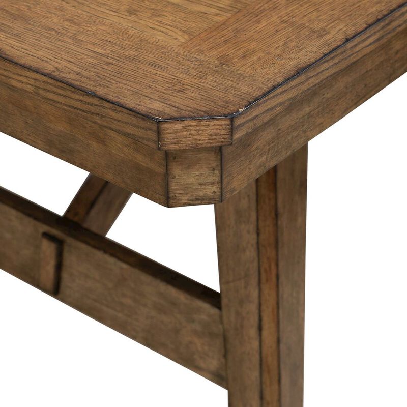 Liberty Furniture Carolina Park Trestle Table for Dining Room - Self Storing Leaf - Amber Brown image number 4